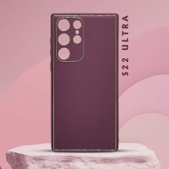 Alternative view of Electroplating Leather Case with Camera Protection for S22 Ultra
