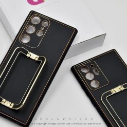 Alternative view of Back Holder Electroplating Leather Case with Camera Protection