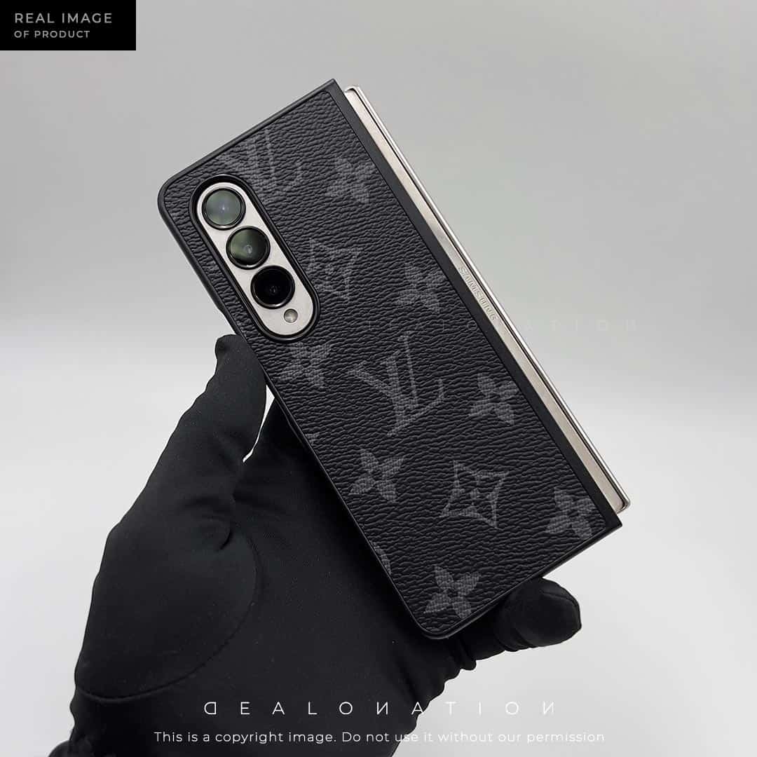 Gray Louis Vuitton Logo Samsung Galaxy Z Fold 4 Clear Case