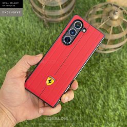 Alternative view of RED FR Vertical Strips Leather Case - Z Fold 5