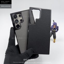 Alternative view of Premium Grainy Leather Electroplating Case - S24 Ultra