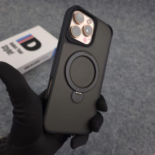 Shock-proof MagSafe Acrylic Guard Case with Pull-Out Ring Stand