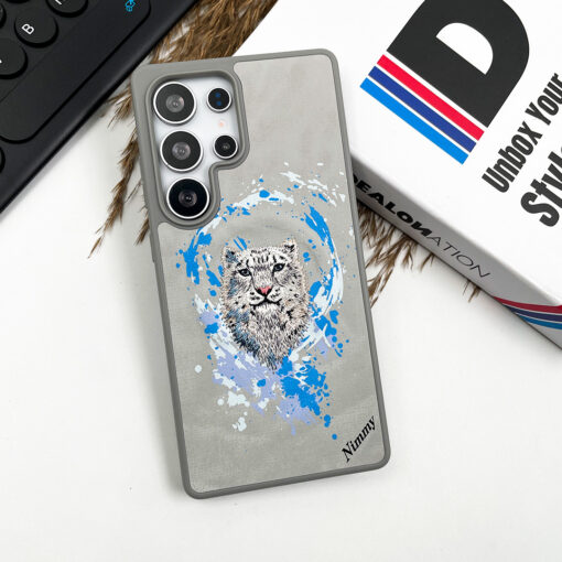 NIMMY 3D Embroidered White Tiger Case for S25 Ultra