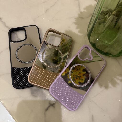 Glam Mirror MagSafe Case with Rhinestones