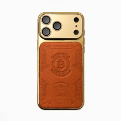 Signature Luxury Leather & Gold Finish- Bitcoin