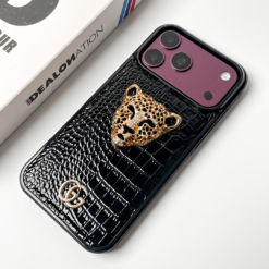 Alternative view of Luxury 3D Golden Leopard Croco Leather Premium Case