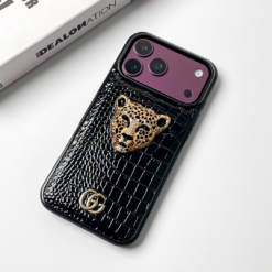 Luxury 3D Golden Leopard Croco Leather Premium Case - Image 13