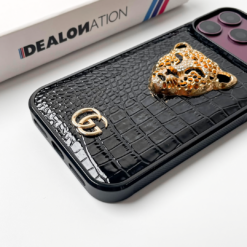 Luxury 3D Golden Leopard Croco Leather Premium Case - Image 11